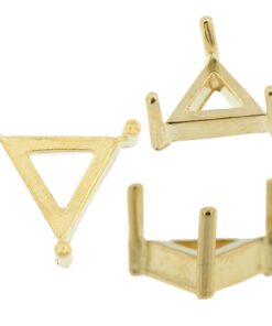 14K Yellow Gold Triangle Low Base Head Setting Mounting 3 Prong 0.12ct - 2.00ct