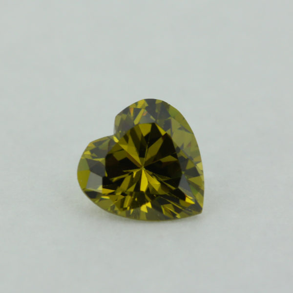 Loose Heart Shape Peridot CZ Gemstone Cubic Zirconia August Birthstone Front