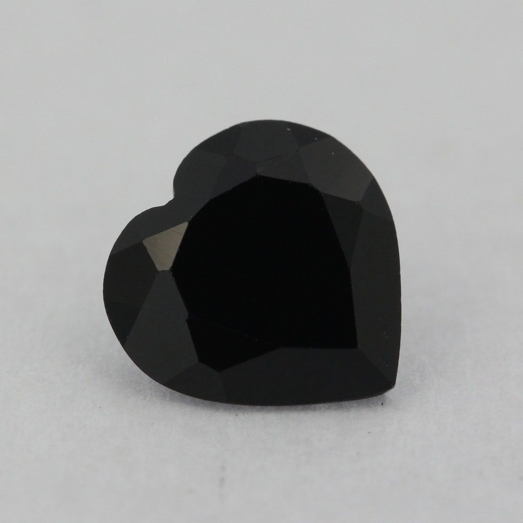 Loose Heart Shape Black Onyx CZ Gemstone Faceted Cubic Zirconia