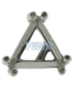 14k White Gold Triangle Stud Earring Mounting Setting Push Back Post 6 Prong Zoom