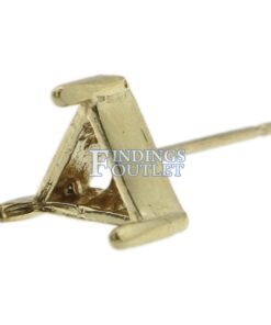 14k Yellow Gold Triangle Stud Earring Mounting Setting Push Back Post 3 Prong Angle