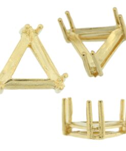 14K Yellow Gold Triangle Wire Basket Setting Mounting 6 Prong