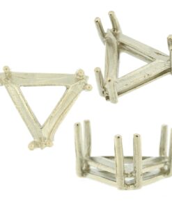 14K White Gold Triangle Wire Basket Setting Mounting 6 Prong