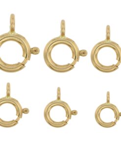 14K Solid Yellow Gold Spring Ring Clasp Round Open Jump Ring 4.5mm - 8mm 1 Piece