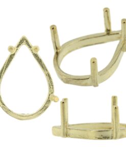 14K Yellow Gold Pear Low Base Head Setting Mounting 4 Prong