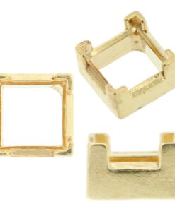 14K Yellow Gold Princess Low Base Head Setting Mounting 4 Prong V-End