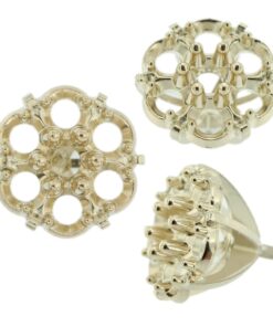 14K White Gold 7 Round Stone Cluster Low Peg Head Setting 6 Prong