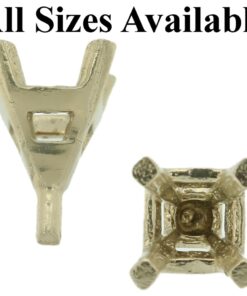 14K White Gold Square 4 Prong Peg Head Setting Standard Style For Center Stone