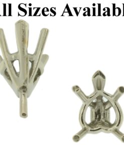 14K White Gold V-End Heart 5 Prong Peg Head Setting Standard For Center Stone