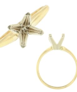 14K Yellow Gold Princess Engagement Solitaire Ring 4 Prong Mounting Solid Setting