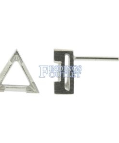 14k White Gold V-End Triangle Stud Earring Mounting Setting Push Back Post Pair