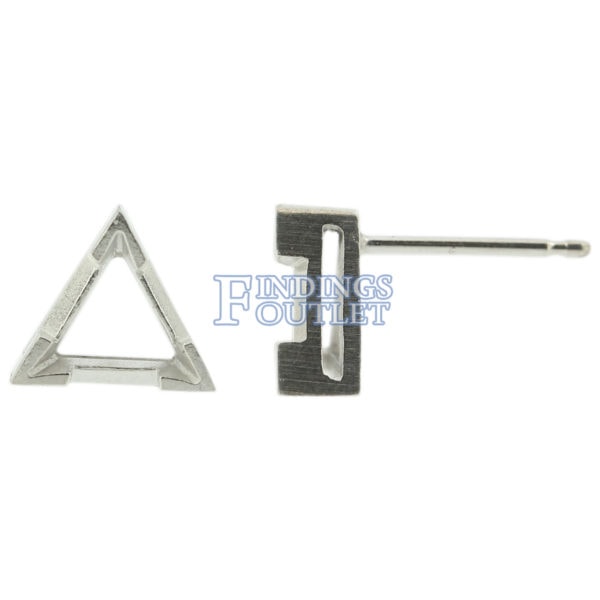 14k White Gold V-End Triangle Stud Earring Mounting Setting Push Back Post Pair