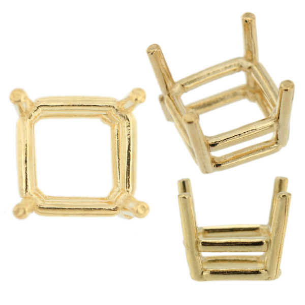 14K Yellow Gold Princess Wire Basket Setting Mounting 4 Prong