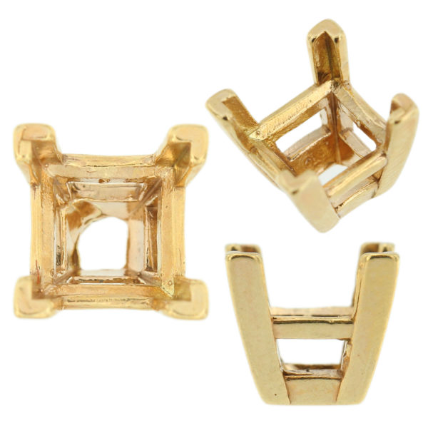 14K Yellow Gold Princess Wire Basket Setting Mounting 4 Prong