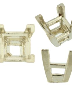 14K White Gold Princess Wire Basket Setting Mounting 4 Prong