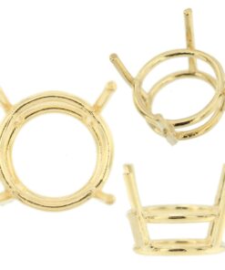 14K Yellow Gold Round Wire Basket Setting Mounting 4 Prong