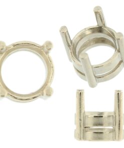 14K White Gold Round Wire Basket Setting Mounting 4 Prong