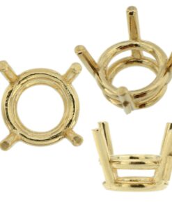 14K Yellow Gold Round Wire Basket Setting Mounting 4 Prong