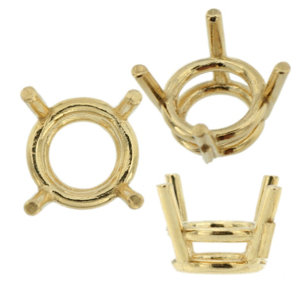 14K Yellow Gold Round Wire Basket Setting Mounting 4 Prong