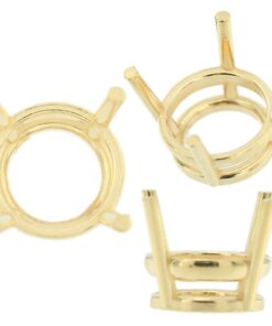 14K Yellow Gold Round Wire Basket Setting Mounting 4 Prong Metal Mold