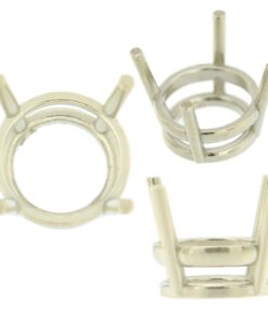 14K White Gold Round Wire Basket Setting Mounting 4 Prong Metal Mold