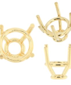 14K Yellow Gold Tapered Round Wire Basket Setting Mounting 4 Prong