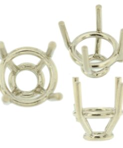 14K White Gold Tapered Round Wire Basket Setting Mounting 4 Prong