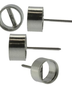 14k White Gold Round Bezel Stud Earring Mounting Setting Screw Back Post