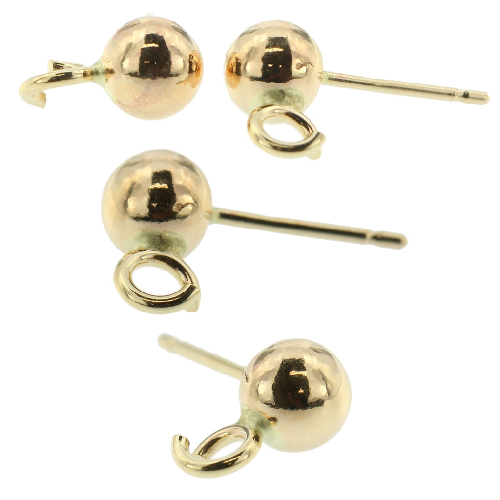 SOLID 14K Gold Ball Earrings 3MM Ball Earring Studs, Gold Push