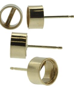 14k Yellow Gold Round Bezel Stud Earring Mounting Setting Push Back Post