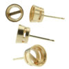 14k Yellow Gold Round Bezel Stud Earring Mounting Setting Push Back Post