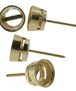 14k Yellow Gold Round Bezel Stud Earring Mounting Setting Screw Back Post