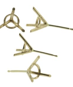 14k Yellow Gold Round Martini Stud Earring Mounting Setting Push Back Post