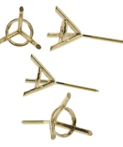 14k Yellow Gold Round Martini Stud Earring Mounting Setting Screw Back Post