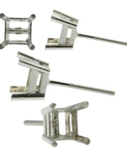 Platinum Princess Stud Earring Mounting Setting Heavy Screw Back Post 4 Prong