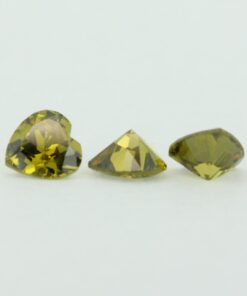 Loose Heart Shape Peridot CZ Gemstone Cubic Zirconia August Birthstone Group