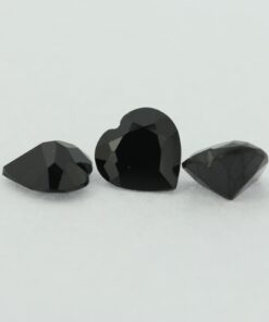 Loose Heart Shape Black Onyx CZ Gemstone Faceted Cubic Zirconia Group