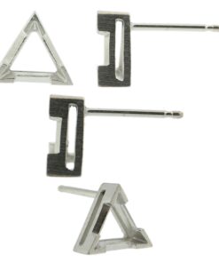 14k White Gold V-End Triangle Stud Earring Mounting Setting Push Back Post