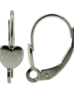 14k White Gold Leverback Earring Mounting Dangling Setting Heart & Loop Style