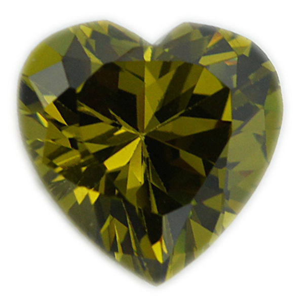 Loose Heart Shape Peridot CZ Gemstone Cubic Zirconia August Birthstone