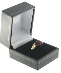 Red Leather Classic Ring Box Display Jewelry Gift Box