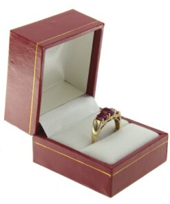 Red Leather Classic Ring Box Display Jewelry Gift Box