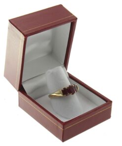 Red Leather Classic Ring Finger Box Display Jewelry Gift Box