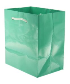 4.75x6.75 Teal Blue Tote Gift Bags Glossy Paper Shopping Bag With Handle