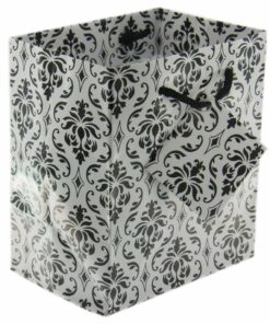 3x3.5 Damask Tote Gift Bags Glossy Paper Shopping Bag With Handle