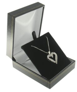 Black Leather Classic Pendant Box Display Jewelry Gift Box