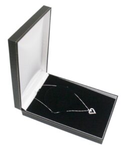 Black Leather Classic Chain Necklace Box Display Jewelry Gift Box