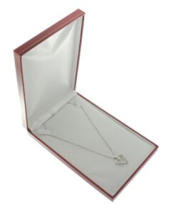 Red Leather Classic Medium Necklace Box Display Jewelry Gift Box