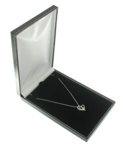 Black Leather Classic Medium Necklace Box Display Jewelry Gift Box