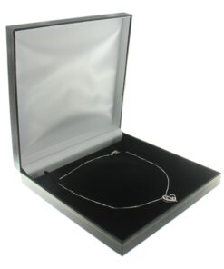 Black Leather Classic Large Necklace Box Display Jewelry Gift Box